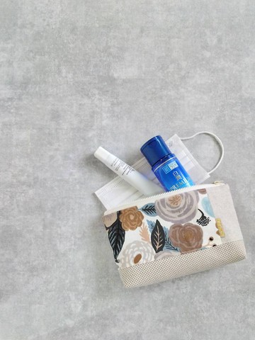 現貨!【FZK/萬用收納包(大)】花園派對藍卡其 日本刺子布法國銀蔥