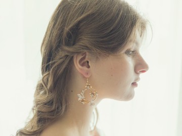 復古淡金色小太陽花水晶耳環