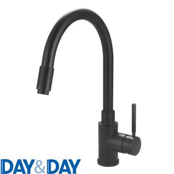 【DAY&DAY】 伸縮檯面龍頭組(消光黑) 附鋼製加長型三角凡爾