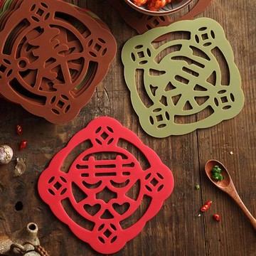 古典花福祿壽隔熱墊耐高溫硅膠砂鍋墊菜墊餐桌墊中式防燙墊不粘鍋