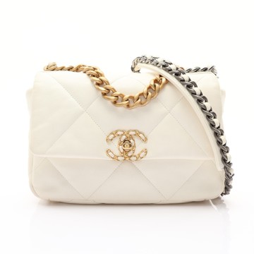 CHANEL 香奈兒 白色 羊皮 CHANEL 19口蓋包 兩用包 【二手名牌BRAND OFF】