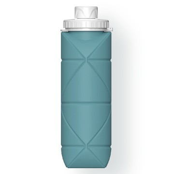 iSFun 戶外運動矽膠擠壓防摔摺疊水壺600ml