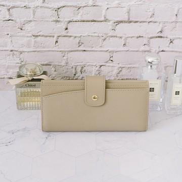 【禮盒】真皮掀扣式長夾 X0149 杏