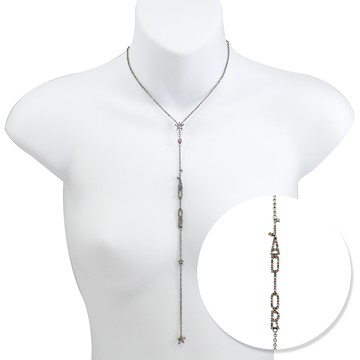 Christian Dior CD LOGO 彩鑽星星墜飾造型長項鍊.銀