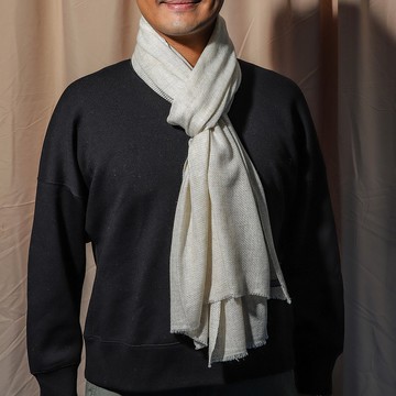 【經典喀什米爾羊毛圍巾】無染原色 亞麻 輕薄舒適 男女適用