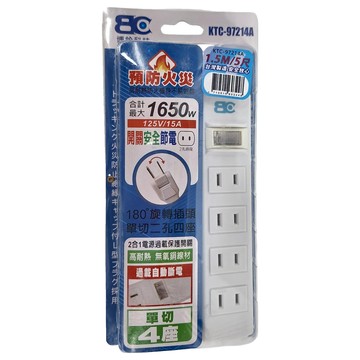 BC 博銓 旋轉插頭 單切二孔四座延長用電源線組 1.5M/5R 台灣製造 過載自動斷電 耐熱防火  白色  1條