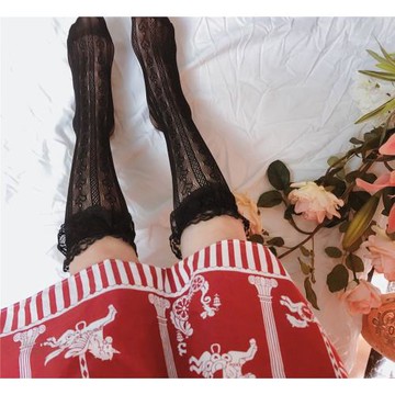夏新款lolita洋裝蕾絲打底中簡襪鏤空日系甜美百搭女中短襪
