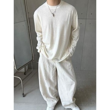 Lucah /天絲親膚防曬 老錢風長袖T恤男夏季新款薄款褶皺肌理上衣