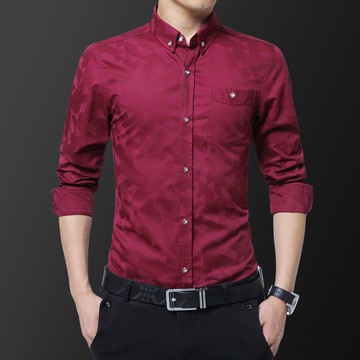 長袖襯衫男 秋季新款 時尚韓版翻領男士長袖上衣 婚禮社交職場工作襯衫 高品質 水洗印花 抗皺免燙男生衣著