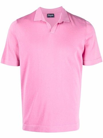 Drumohr - V-neck spread-collar polo shirt - men - Cotton - 50 - Pink