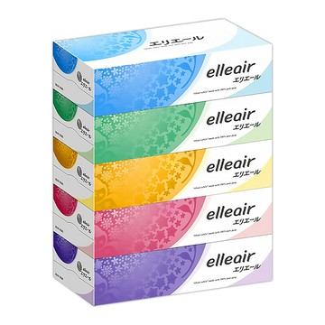 盒裝面紙 日本大王elleair柔膚盒裝面紙(180抽x5盒)
