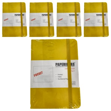 PAPERIDEAS A6 硬皮筆記本 變色環保PU皮 100g純木漿無酸紙 2條書籤帶 94張/188頁  檸檬黃  5本