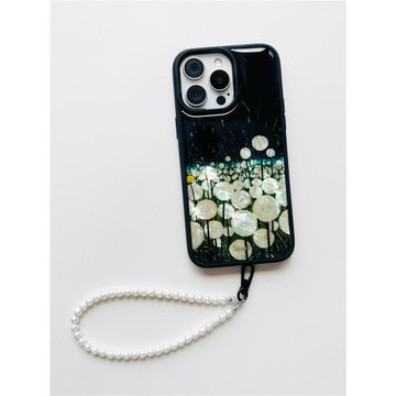 ssself天然貝母蒲公英手機殼適用蘋果16promax全包黑框iphone15保護套小眾花草精美輕奢防摔耐用防滑硅膠藝術
