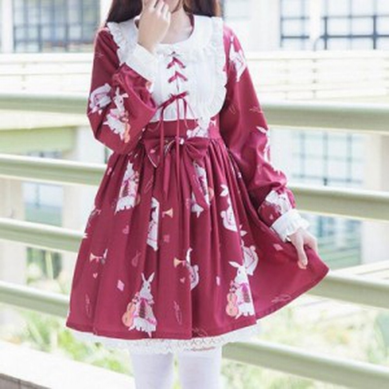 ロリータ ロリィタ ワンピース 春夏 少女風 可愛い かわいい レトロ Red M0355 通販 Lineポイント最大1 0 Get Lineショッピング