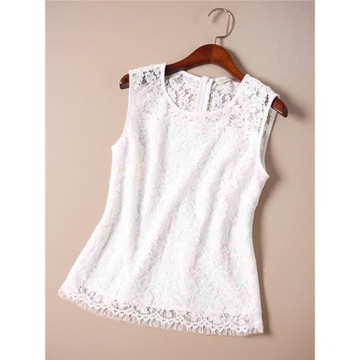 2025女夏新款鏤空蕾絲背心打底衫女寬松百搭睫毛蕾絲花邊無袖上衣