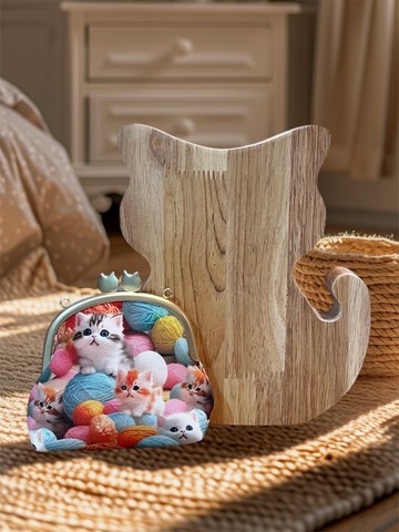 樂福手作喵Tou口金包零錢包-繽紛毛線團裡的小貓們