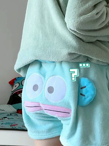 有大碼夏季新款可愛搞怪醜魚刺繡短褲