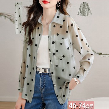 翻領單口袋波點撞色排釦外套 M-2XL【705433X】【現+預】☆流行前線☆