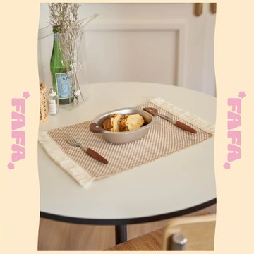 隔日到貨｜棉麻奶茶流蘇餐墊 桌墊餐桌隔熱墊 杯墊鍋墊擺拍裝飾墊 多用途家用墊款 北歐風 質感款｜FAFA 發發家居 台灣