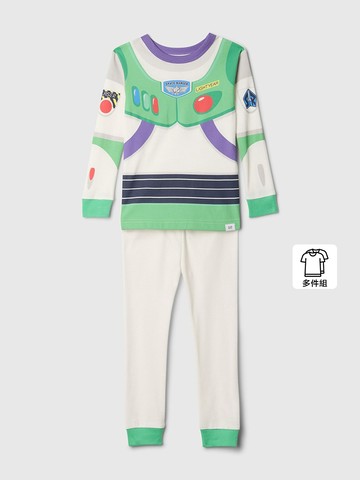 男幼童裝 Gap x Toy Story聯名 印花圓領長袖長褲家居套裝-白色