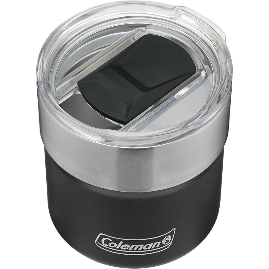 Coleman Sundowner Insulated Stainless Steel Rocks Glass with Slidable Lid, 13OZ, Black, 13 Oz