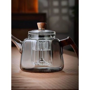 輕奢耐熱手工加厚玻璃高身提梁壺蒸煮泡噴淋茶壺電陶爐兩用煮茶壺