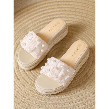 仙女風高跟涼鞋女2025夏季新款韓版松糕厚底鞋水鉆平底一字拖鞋