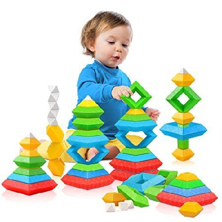 Hieoby Montessori Toys for Year Old Boys Girls Toddlers Preschool Learning  Activities 30Pcs Building Blocks Stacking Educational Toys STEM S