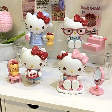 臺灣出貨💥狼博旺三麗鷗正版helloKitty日常生活系列潮玩桌面擺件可愛禮物