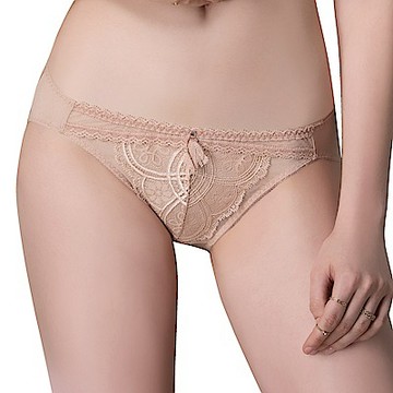 思薇爾 香緹女伶系列M-XL蕾絲低腰三角內褲(瑰晨膚)