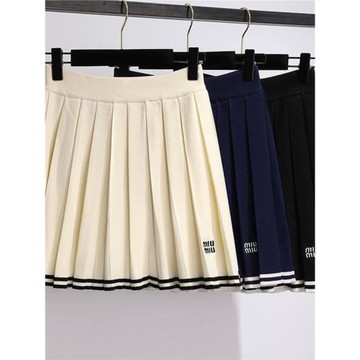 百褶裙2025新款短裙高腰學院風減齡洋氣藏青色針織半身裙女秋冬