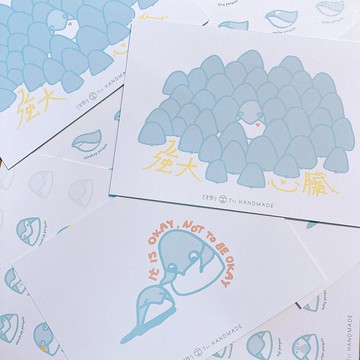 企鵝手繪 明信片 香港故事 POSTCARD 聖誕卡 數碼印刷 整套5張