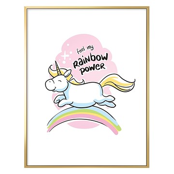 獨角獸 Rainbow Power 框畫 室內使用  40 x 30cm  金色