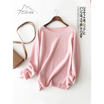 柔和細膩的色調~羊絨衫女圓領套頭寬松薄款100純山羊絨針織毛衣