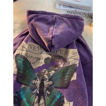 重磅紫色蝴蝶高街oversize衛衣