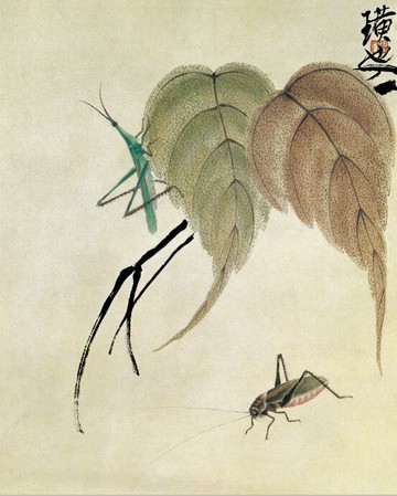 仿古畫名畫復制品齊白石螳螂花鳥畫國畫名人字畫裝飾畫書畫冊頁