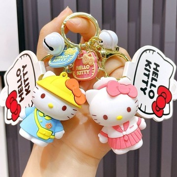 背包吊飾🎀 Hellokitty鑰匙扣女可愛創意貓咪立體情侶書包掛飾 kitty鑰匙圈 凱蒂貓吊飾 書包吊飾 吊飾可愛