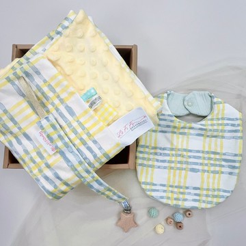 彌月禮盒 滿月禮 黃線音韻系列 荳荳毯 贈送禮盒包裝設計提袋