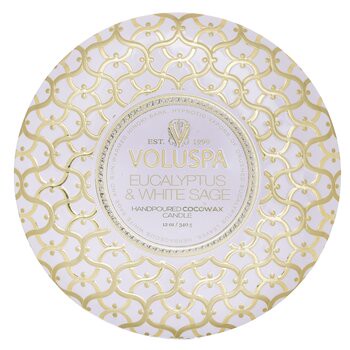 【Voluspa】3 Wick Decorative Tin 芳香蠟燭 - Eucalyptus & White Sage