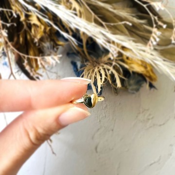 天然石 心形 戒指 金繼 戒指 尾戒 對戒 碧璽 小巧 精緻 纖細 迷你 金色 金 綠色 天然石戒指 天然石指環