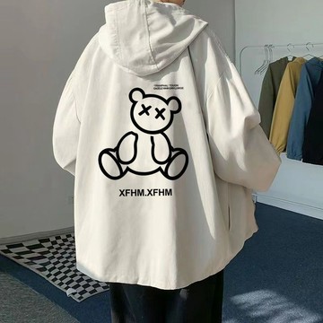 限時優惠 潮酷連帽百搭衝鋒衣 衫外套男裝高街休閒男2024春秋寬鬆潮男港風連帽百搭衝鋒衣