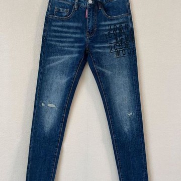 2024秋冬季新款字母印花潮流長褲修身小腳顯瘦中腰拉鏈d2牛仔褲男