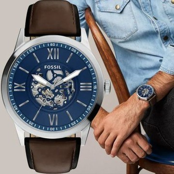 FOSSIL Flynn 時尚假鏤空設計大三針手錶 暑期質感選物 送禮首選-48mm BQM7128