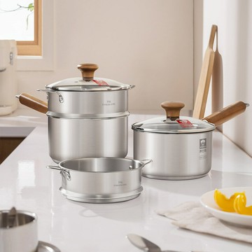 免運 開立發票 鍋具 炒鍋 煎鍋 奶鍋無涂層316L不銹鋼寶寶輔食鍋嬰兒蒸煮一體小奶鍋煮面鍋