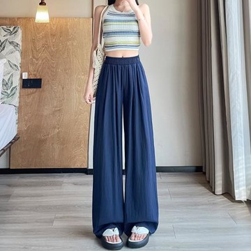 奶芙山本褲女夏季薄款速干bf慵懶風休閑垂墜感涼涼冰絲闊腿褲2409