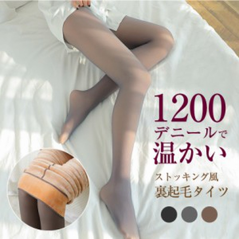 極暖裏起毛 200g フェイクタイツ 着圧 美脚 ストッキング 1200デニール