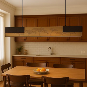 銀杏葉紋理結合氧化黃銅, 展現內斂雅致的吊燈藝術。