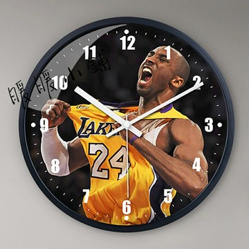 免運 可來圖客製化 球星掛鐘 籃球 致敬科比 布萊恩特 黑曼巴24號 NBA 湖人隊 鐘表 靜音&**-