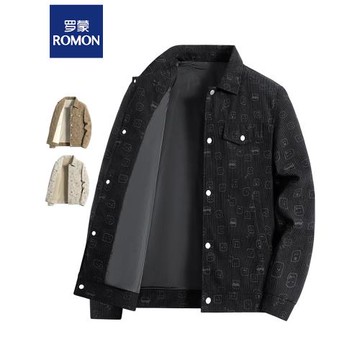 羅蒙燈芯絨外套男士春秋季翻領工裝夾克2023新款潮牌寬松休閑上衣