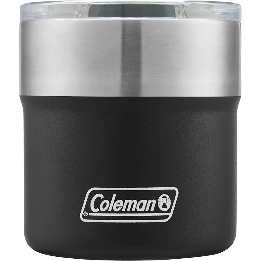 Coleman Sundowner Insulated Stainless Steel Rocks Glass with Slidable Lid, 13OZ, Black, 13 Oz